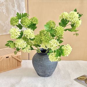 Yasunobu <b>Hydrangea</b> <b>Artificial</b> Flowers 5 Heads Light Green Silk Flower Indoor Decor Wedding Photography Props - Product Image 1