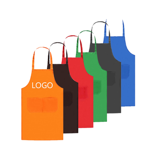 Delantal de Cocina de Algodón con Logotipo Personalizado al por Mayor, Delantal de Chef Negro con 2 Bolsillos para Restaurante, Cocina, Barbacoa, Uso Comercial - Product Image 3