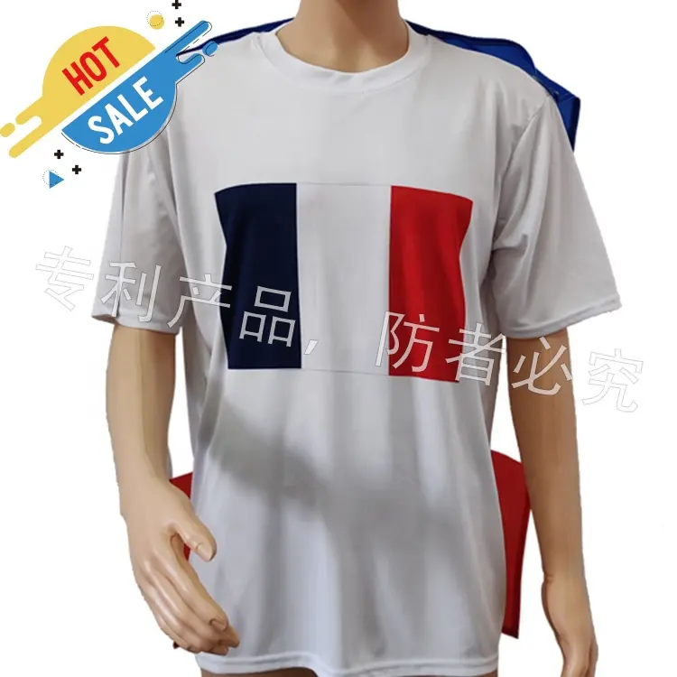 T-shirt a buon mercato personalizzata con bandiera del corpo Gli appassionati di eventi sportivi di calcio 2024 tifo per il paese della Francia Europa