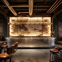 Comptoir de bar ovale en acier inoxydable martelé, avec effet vague d'eau, bureau d'accueil en métal, table de luxe personnalisée pour l'hôtellerie, restaurant, club