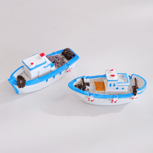 เรือประมงจิ๋วสไตล์เมดิเตอร์เรเนียน งานเรซิ่น ตกแต่งตู้ปลา กันน้ำ สำหรับตู้ปลา - Product Image 3