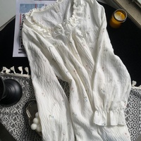 Ensemble de pyjama deux pièces en gaze double 100 % coton, col rond, luxe, vente en gros, personnalisé