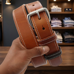 BS INTERNATIONAL Genuine Leather <b>Men's</b> Belts Steel Square Pin Buckle Customizable Heavy Duty Waterproof Eco-Friendly Durable - Product Image 1