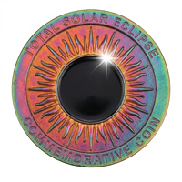 Moneda Conmemorativa del Eclipse Solar Total de 1 oz .999 de Cobre Fino Estampado, Patina Arcoíris, Medallón del Evento Celestial