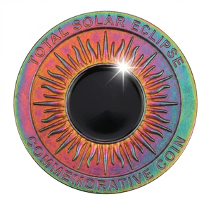 Moneda Conmemorativa del <span class=keywords><strong>Eclipse</strong></span> Solar Total de 1 oz .999 de Cobre Puro, Patina Arcoíris, Medallón del Evento Celestial - Product Image 1