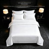 Nouvel ensemble de literie de luxe pour hôtel 2026, 100% coton satiné 300 fils/cm², 60Sx40S 173x120, 4 pièces (housse de couette, drap, taies d'oreiller), OEM