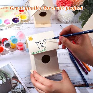 Onafgewerkte Goedkope Houten Vogelhuisjes Houten Vogelhuisje Voor <span class=keywords><strong>Diy</strong></span> Ambachten Schilderij - Product Image 4