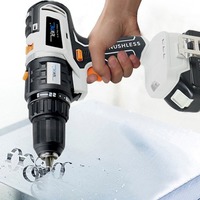 Kit d'outils électriques sans fil rechargeables en acier 10-en-1 : Perceuse sans balais, Scie sauteuse, Clés réglables, 2 batteries, Chargeur, Mallette de transport rigide