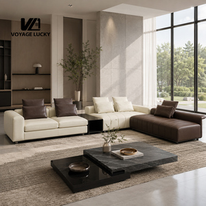 Ensemble <span class=keywords><strong>de</strong></span> canapés modulaires sectionnels modernes bicolores côtelés <span class=keywords><strong>de</strong></span> luxe VL pour salon - Product Image 1
