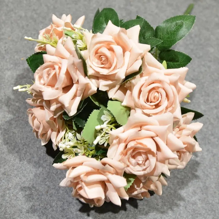 11 heads rose Bouquet with Jasmine bud Artificial Flowers for wedding decoration, bridal bouquet,