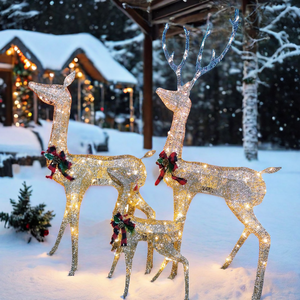 2023 nouvel an extérieur éclairé cerf étanche <span class=keywords><strong>LED</strong></span> guirlandes blanc chaud émettant de la lumière ensemble de noël - Product Image 4