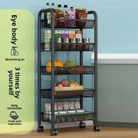 Carrito Rodante de Acero al Carbono para Sala de Estar, Carrito de Almacenamiento, Estante de Cocina, Organizador Móvil de 5 Niveles para Baño
