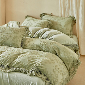 Parure <span class=keywords><strong>de</strong></span> lit 4 pièces moderne en polyester 100% avec <span class=keywords><strong>housse</strong></span> <span class=keywords><strong>de</strong></span> couette et drap plat, broderie <span class=keywords><strong>de</strong></span> jade scintillante <span class=keywords><strong>de</strong></span> luxe, qualité 500TC, toutes saisons - Product Image 3