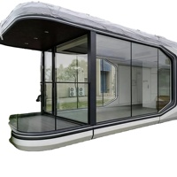 Maison conteneur de 20 pieds, design moderne de villa, hôtel capsule spatiale, éclairage d'ambiance LED, système de commande vocale