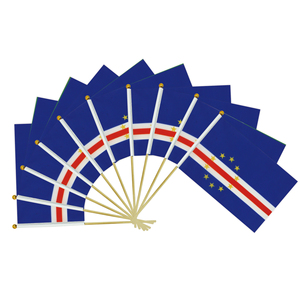 Bandera de <span class=keywords><strong>Cabo</strong></span> <span class=keywords><strong>Verde</strong></span> de 14*21cm con Asta de Madera, Impresión Digital en Poliéster, Venta al por Mayor, Países del Mundo - Product Image 1