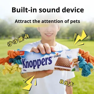 Juguete de Cuerda para Perros con Nudo, Diseño de Galleta de Chocolate, Sonido Interactivo, Resistente a Mordeduras, para Masticar y Limpiar los Dientes - Product Image 2