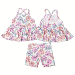 Conjunto de Pantalones Cortos de Ciclismo para Bebé B9 de 3 a 7 Años, OEM/ODM, de Algodón, con Espalda en X, Estampado Personalizado, Gran Venta, Conjunto para Niñas - Product Image 5