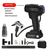 Aspirateur de voiture portable 3 en 1 avec pompe à air, lumière LED, 7,4 V, deux batteries détachables de 2000 mAh, 5000 Pa, ensemble cadeau, sac
