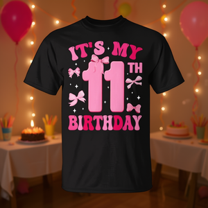 Camiseta con lazo coqueta para niña de 11 años, camiseta para fiesta de 11 años, It's My 11Th Birthday Girl - Product Image 3