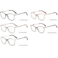 Gafas Ópticas al por Mayor, Monturas de Gafas de Ojo de Gato, Gafas de Diseño, Monturas Metálicas Personalizadas, Gafas de Lectura Ópticas