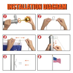 20ft nhôm cắt Cột cờ <span class=keywords><strong>Kit</strong></span> 3 'x 5' Mỹ cờ vàng bóng <span class=keywords><strong>Kit</strong></span> phần cứng - Product Image 3
