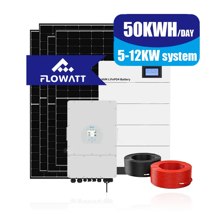 Flowatt All in one Solution Solar Low Voltage 48V 24V 5000W 8000W 12KW sistema di pannelli solari per la casa