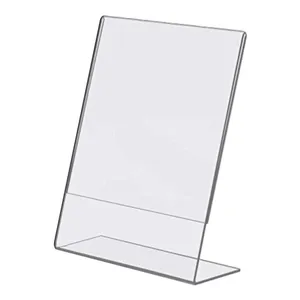 Acrylic Slant Sign Holder 8.5x11 10 Packs Plastic Table Menu Display Stand Holder Single Ad Frame for Restaurants Hotels Stores