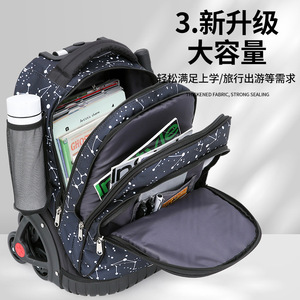 <b>Student</b> <b>Backpack</b> 18 In With Trolley Handle Multiple Pockets For School Education Unisex Geometric Patterns - Product Image 5