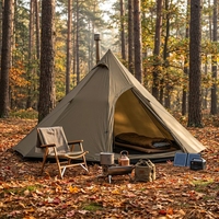Tente pyramidale ultralégère à prix d'usine avec cheminée, en Silnylon 15D, tente chaude 4 saisons pour le backpacking, MOQ 1 pièce, Tipi