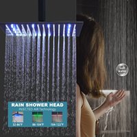 Ensemble de robinets de douche thermostatiques à LED noir mat de 12 pouces avec interrupteur marche-arrêt