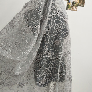 Tela de Encaje Bordada con Organza Floral de Lujo, con Flores 3D, para Confección de Vestidos y Bolsos, Poliéster Ecológico - Product Image 5