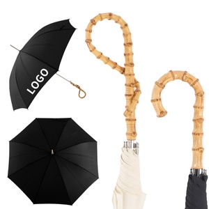 Windproof Travel Manual Open Button Cane <b>Umbrella</b> with Wooden Handle Metal Frame 190T Pongee Fabric 120cm Open Diameter - Product Image 1