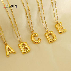 最初の18Kステンレス鋼バブルペンダントネックレス金メッキ文字ユニークな金属イメージとバルーンチェーンネックレス - Product Image 4