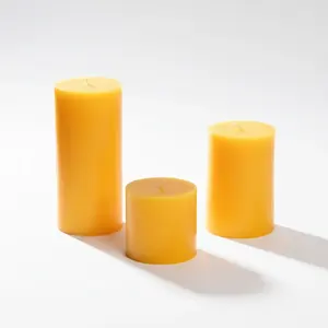 MUMHANE <b>Set</b> of 3 Yellow Cylinder Baton <b>Candles</b> - Product Image 3