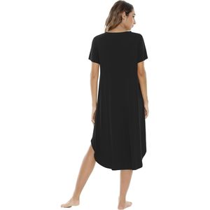 Chemises de nuit en Tencel Modal personnalisées pour femmes, col en V, manches courtes, en viscose de bambou, douces et décontractées - Product Image 3