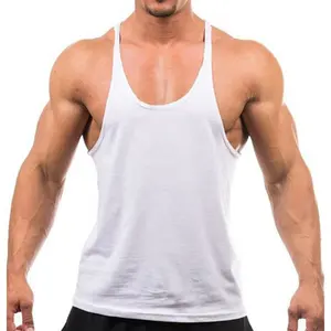 Wholesale Custom logo Cotton Running Singlet Muscle Athletic Shirts Sleeveless Fitness Wear Workout Men Gym Tank Top For Men