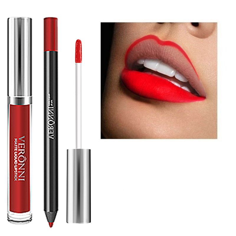 Карандаш-подводка для губ VERONNI, 13 цветов, блеск для губ, тинт для губ, тату-макияж, набор жидких помад, матовый блеск для губ