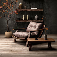 Fauteuil simple vintage en bois massif pour salon, style moderne et épuré, avec revêtement en peluche 3A, style Wabi-Sabi, décontracté et rétro, pieds en bois de frêne, pour la maison