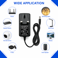 Adaptateur secteur AC/DC 12V 1A homologué FCC avec protection contre les surcharges, prise UK, adaptateur mural 12W pour éclairage sous armoire