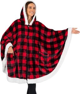 Manta Poncho Tipo Capa de Franela y Sherpa para Mujer, Diseño de Leopardo, Antiácaros, Personalizable, 1-1.5 kg, Marca Cozy <span class=keywords><strong>RESER</strong></span> - Product Image 6