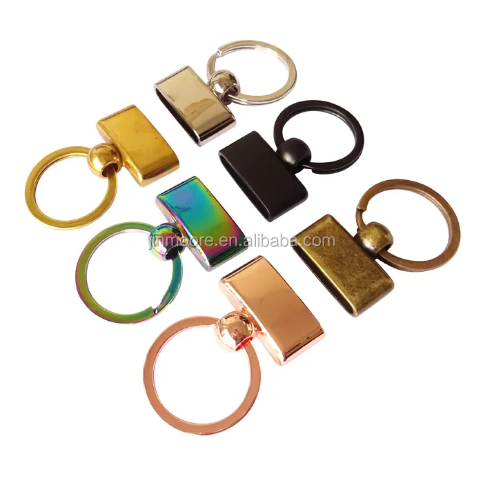 6 Finishes Metal Webbing Fabric Straps Elegant Key Fob Hardware Keychain Key Ring For Lanyards