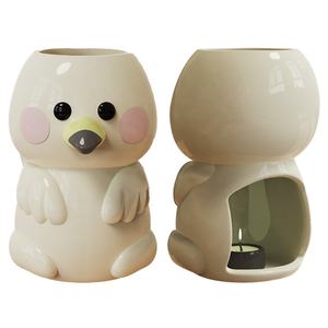 Réchauffeur de chauffe-plat blanc personnalisé en vrac figurine en porcelaine céramique petit oiseau chauffe-huile essentielle kawaii <span class=keywords><strong>birdie</strong></span> brûleur de fonte de cire - Product Image 1