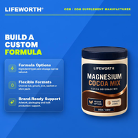 LIFEWORTH GMP HACCP Poudre de mélange de cacao et de magnésium pour boisson, favorisant le sommeil et la relaxation, sachet de 20g, formule personnalisée