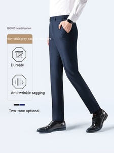 2023 vente en gros hommes mode robe <span class=keywords><strong>costume</strong></span> décontracté droit vers le bas <span class=keywords><strong>bleu</strong></span> <span class=keywords><strong>marine</strong></span> noir recadrée haute qualité pantalons d'affaires - Product Image 3