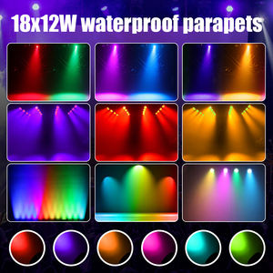 תאורת PAR <span class=keywords><strong>LED</strong></span> 18x12W IP65 עמידה למים, ללא מאוורר, RGBW, תאורת שטיפה DMX512, ישירות מהמפעל, לאירועים חיצוניים, גינה, חתונה, מסיבות, תאורת במה - Product Image 3