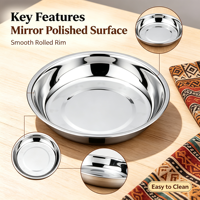 Plateau de service miroir en acier inoxydable style chinois, épaisseur 0,5 mm, écologique, compatible lave-vaisselle, pour maison, hôtel, restaurant