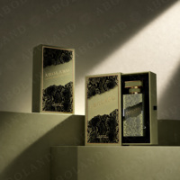 Boîte rigide pour parfum ABOLAND 100 ml, estampage à chaud en feuille d'or, emballage cosmétique haut de gamme, rectangle, carton ivoire