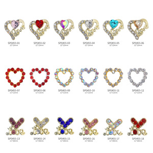 Breloques en forme de cœur 3D en alliage, décorations en strass métalliques pour manucure et nail art de la Saint-Valentin - Product Image 3