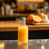 Botol Minuman Keras Mini dari Kaca Bening dengan Tutup Sekrup, Botol Kemasan Minuman Bulat Kecil untuk Minuman Keras, Jus