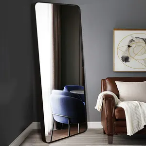 مرآة كاملة طويلة مستطيلة الشكل تُستخدم لتثبيت ملابسك على الأرض وإطار من الألومنيوم مرآة كاملة الطول لوحة خلفية للملابس بحجم قياسي وطول القدم